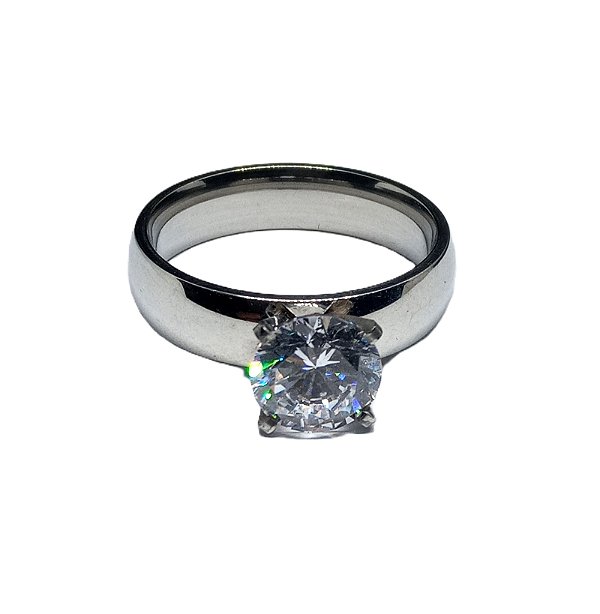 Anel Largo Solitário banho prata n23