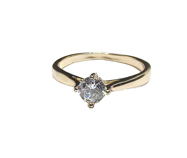 Anel Solitário baixo banho ouro n15