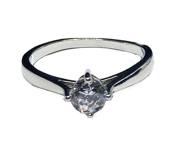 Anel Solitário baixo banho prata n16