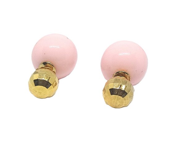 Brinco Inspiração Jacket Duplo Perola - Rosa Claro e Dourado