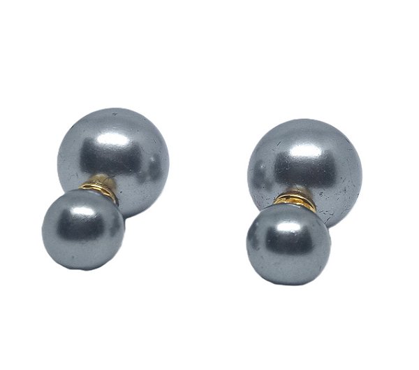 Brinco Inspiração Jacket Duplo Perola - Cinza Escuro metálico