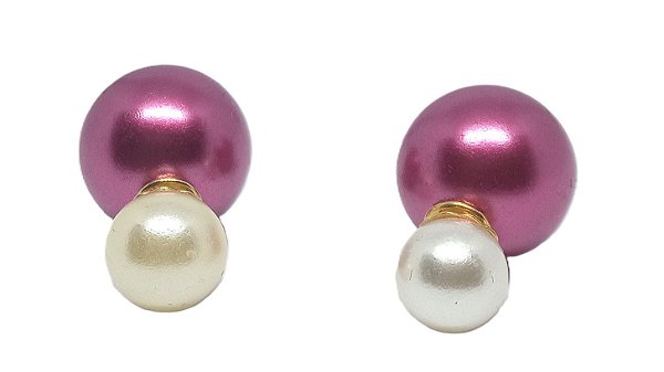 Brinco Inspiração Jacket Duplo Perola - Fucsia e Pérola