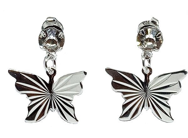 Brincos Borboleta folheado a prata 2cm
