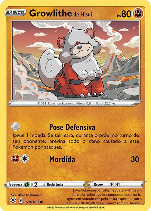 Growlithe de Hisui / Hisuian Growlithe (070/189) - Carta Avulsa Pokemon