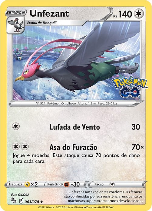Unfezant (063/78) - Carta Avulsa Pokemon