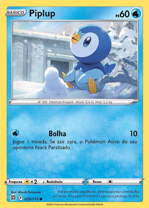 Piplup (35/172) - Carta Avulsa Pokemon