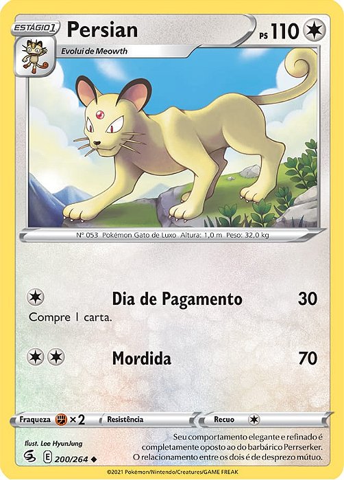 Persian (200/264) - Carta Avulsa Pokemon