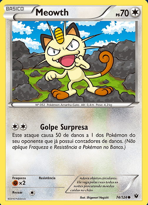 Meowth (74/124) - Carta Avulsa Pokemon