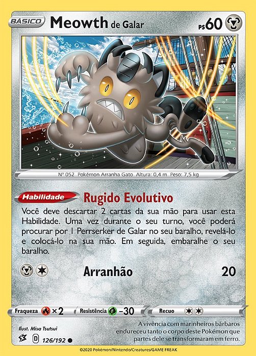 Meowth de Galar / Galarian Meowth (126/192) - Carta Avulsa Pokemon