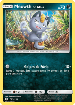 Meowth de Alola / Alolan Meowth (78/149) - Carta Avulsa Pokemon
