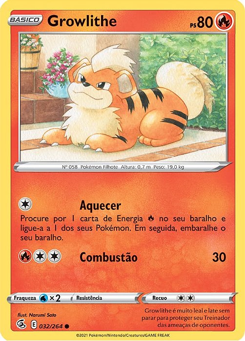 Growlithe (32/264) - Carta Avulsa Pokemon