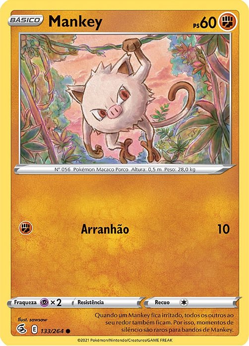 Mankey (133/264) REV FOIL - Carta Avulsa Pokemon