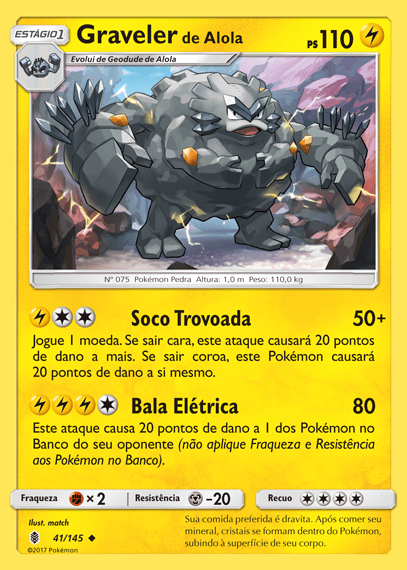 Graveler de Alola / Alolan Graveler (41/145) - Carta Avulsa Pokemon