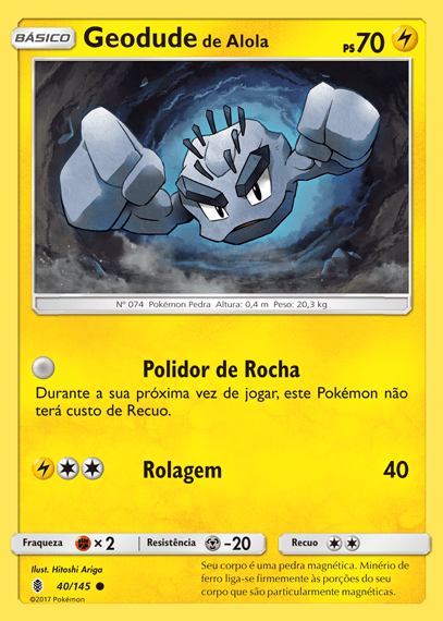 Geodude de Alola / Alolan Geodude (40/145) REV FOIL - Carta Avulsa Pokemon
