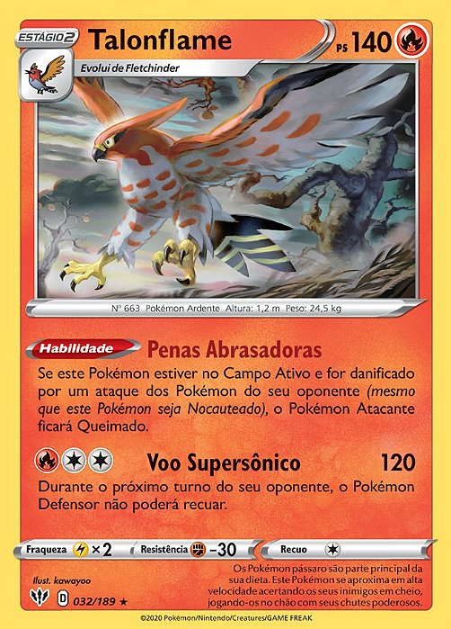 Talonflame (32/189) REV FOIL - Carta Avulsa Pokemon