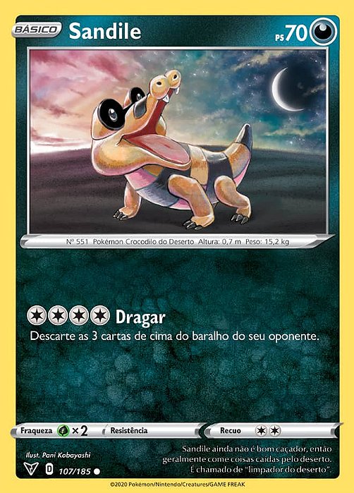 Sandile (107/185) - Carta Avulsa Pokemon