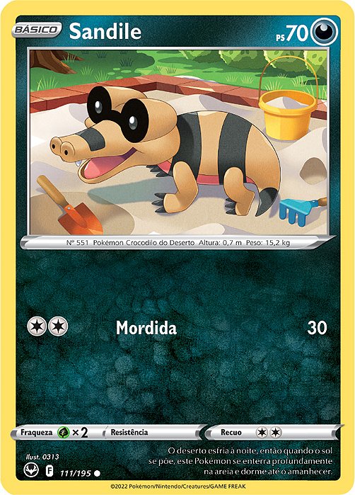 Sandile (111/195) - Carta Avulsa Pokemon