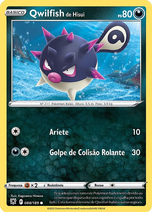 Qwilfish de Hisui / Hisuian Qwilfish (088/189) - Carta Avulsa Pokemon