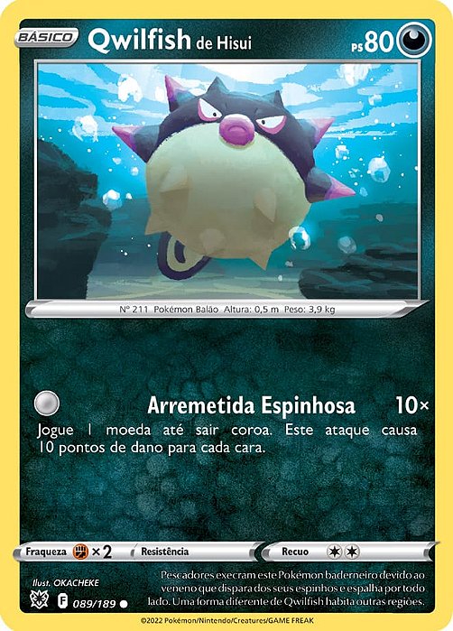 Qwilfish de Hisui / Hisuian Qwilfish (089/189) - Carta Avulsa Pokemon