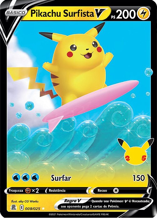 Pikachu Surfista-V / Surfing Pikachu-V (008/25) - Carta Avulsa Pokemon