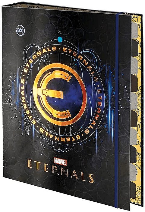 Fichário / Caderno Argolado Cartonado c/ Elástico Eternals (Os Eternos)