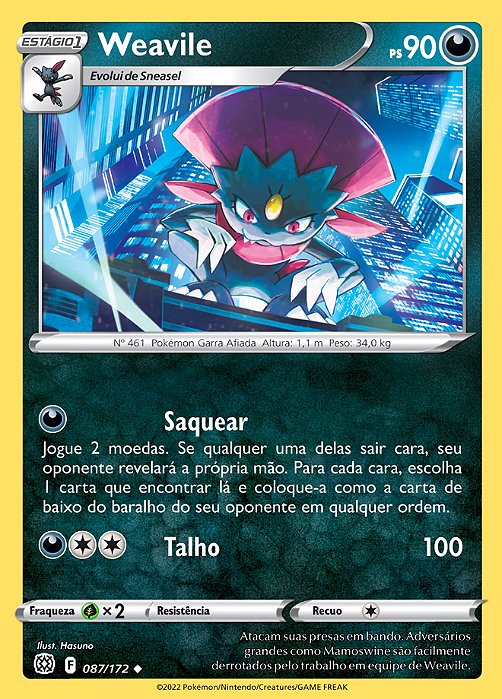 Weavile (87/172) - Carta Avulsa Pokemon