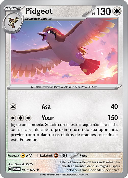Pidgeot (018/165) REV FOIL  - Carta Avulsa Pokemon