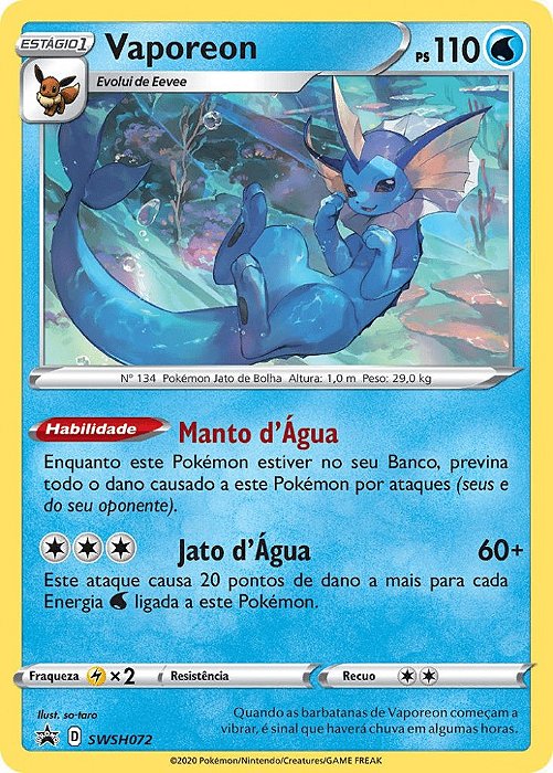 Vaporeon (SWSH072) FOIL - Carta Avulsa Pokemon