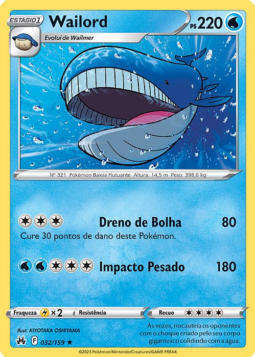 Wailord (032/159) - Carta Avulsa Pokemon