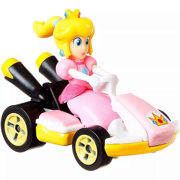 Princess Peach Standard Kart / Mario Kart - Carro Colecionável Hot Wheels (6cm)