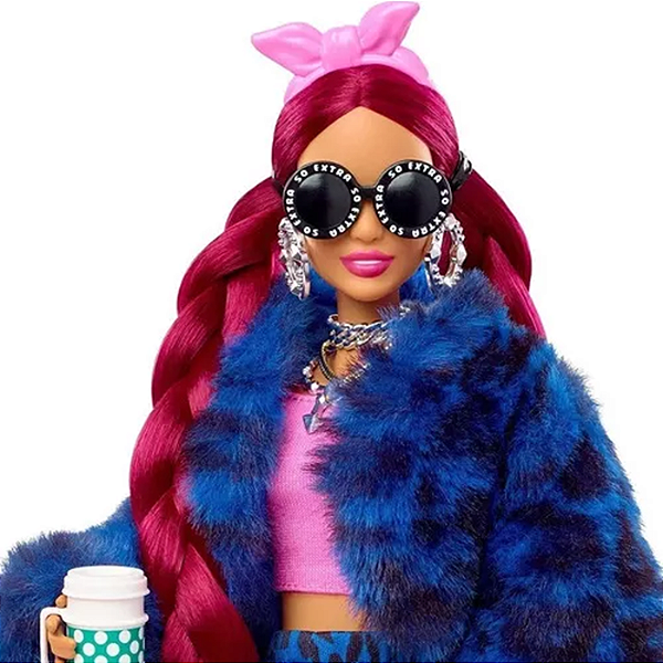 Boneca Barbie Extra Colecionável com Pet Nº 17 - Leopardo Azul - 30cm
