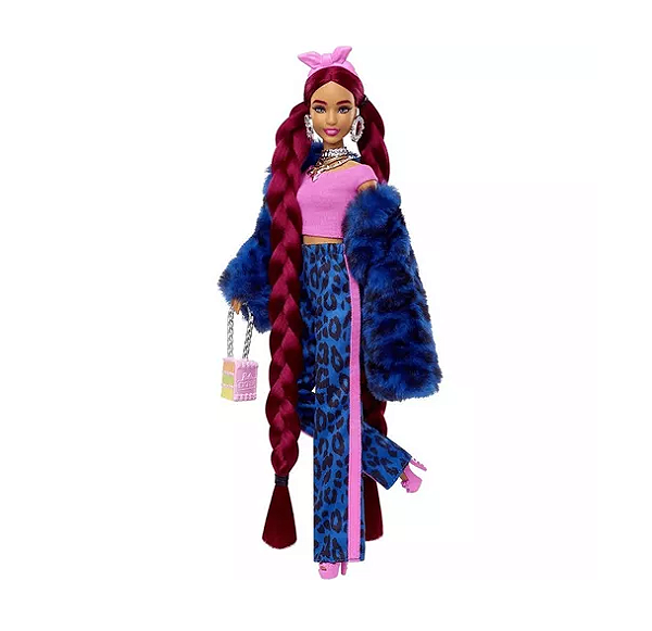 Boneca Barbie Extra Colecionável com Pet Nº 17 - Leopardo Azul - 30cm