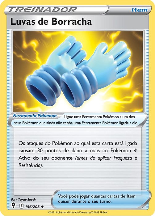 Luvas de Borracha / Rubber Gloves (156/203) REV FOIL - Carta Avulsa Pokemon