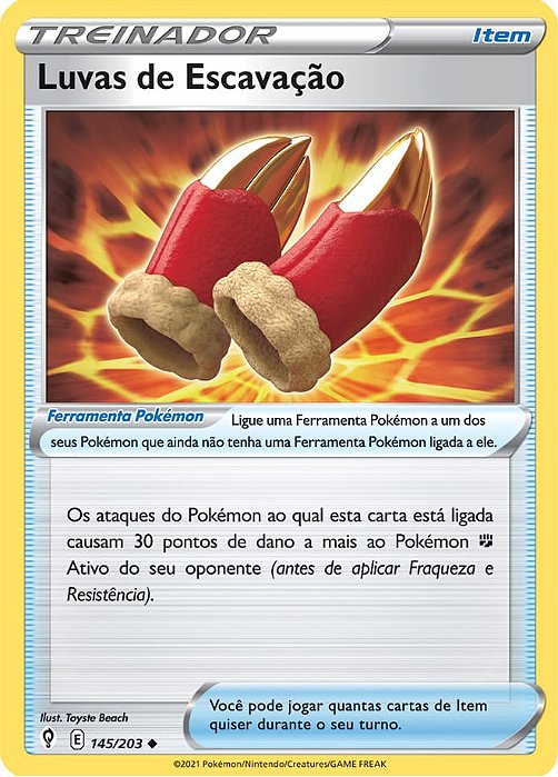 Luvas de Escavação / Digging Gloves (145/203) REV FOIL - Carta Avulsa Pokemon