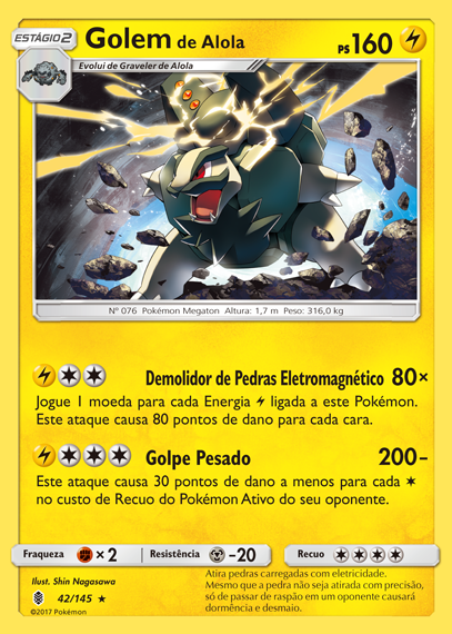 Golem de Alola / Alolan Golem (42/145) REV FOIL - Carta Avulsa Pokemon