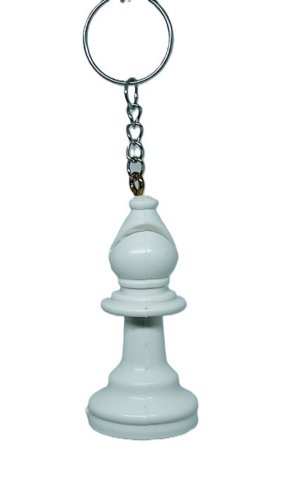 Chaveiro 3D Peça de Xadrez - Bispo Branco 6cm