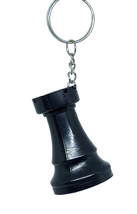 Chaveiro 3D Peça de Xadrez - Torre Preta 5cm