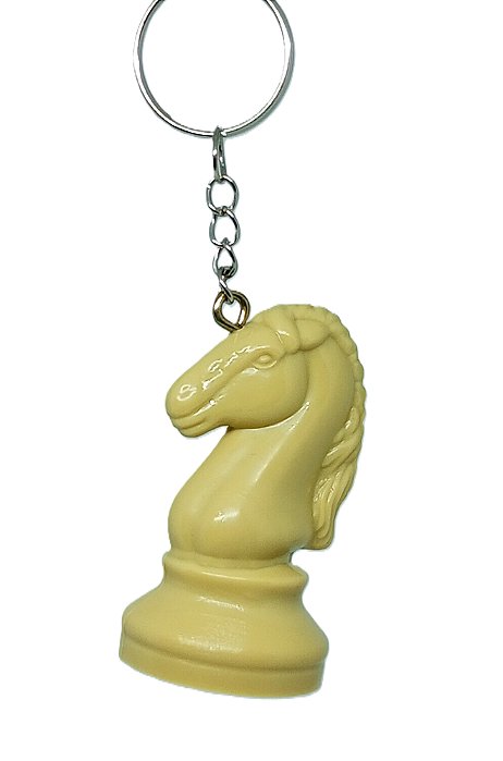 Chaveiro 3D Peça de Xadrez - Cavalo Bege 5,5 cm