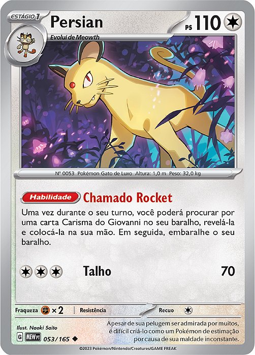 Persian (053/165) - Carta Avulsa Pokemon