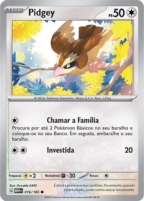 Pidgey (016/165) - Carta Avulsa Pokemon