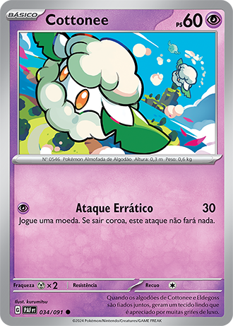 Cottonee (034/091) - Carta Avulsa Pokemon