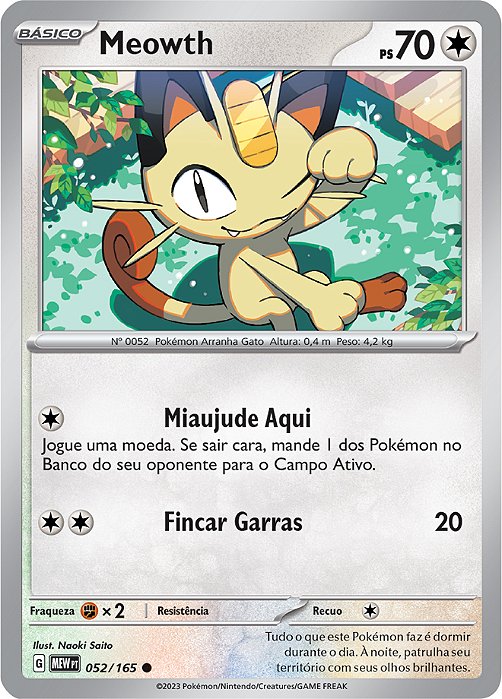 Meowth (052/165) - Carta Avulsa Pokemon