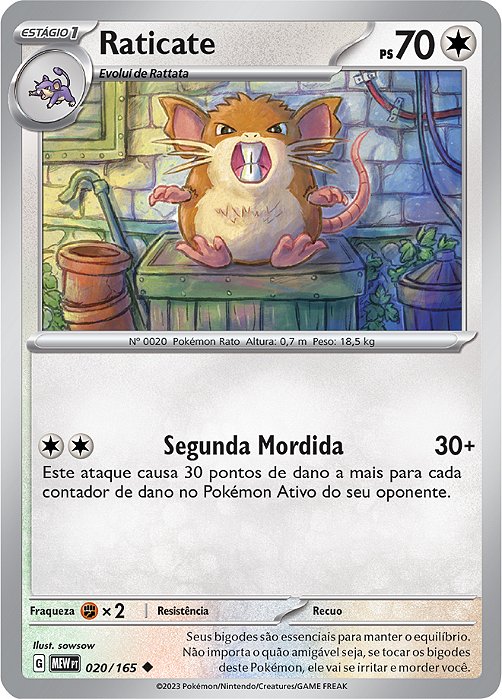 Raticate (020/165) - Carta Avulsa Pokemon