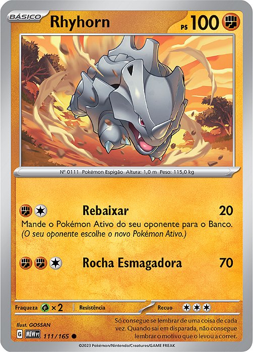 Rhyhorn (111/165) - Carta Avulsa Pokemon