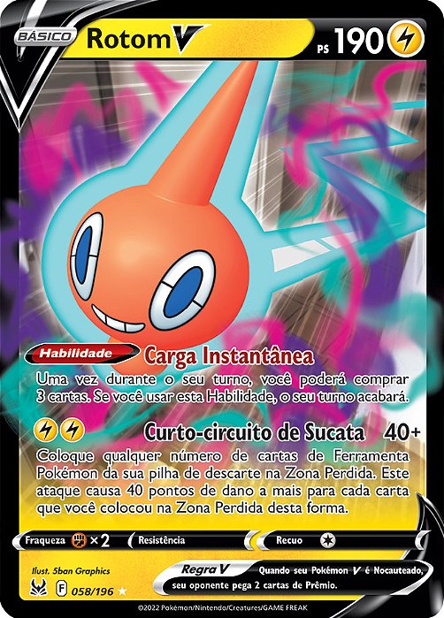 Rotom-V (058/196) - Carta Avulsa Pokemon