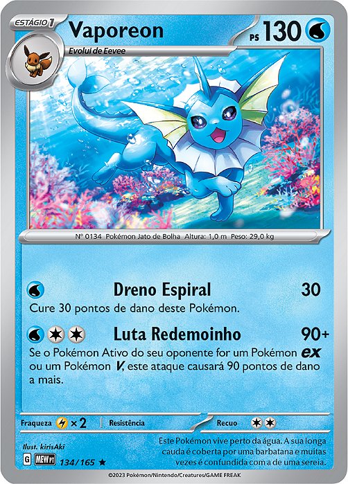 Vaporeon (134/165) FOIL - Carta Avulsa Pokemon