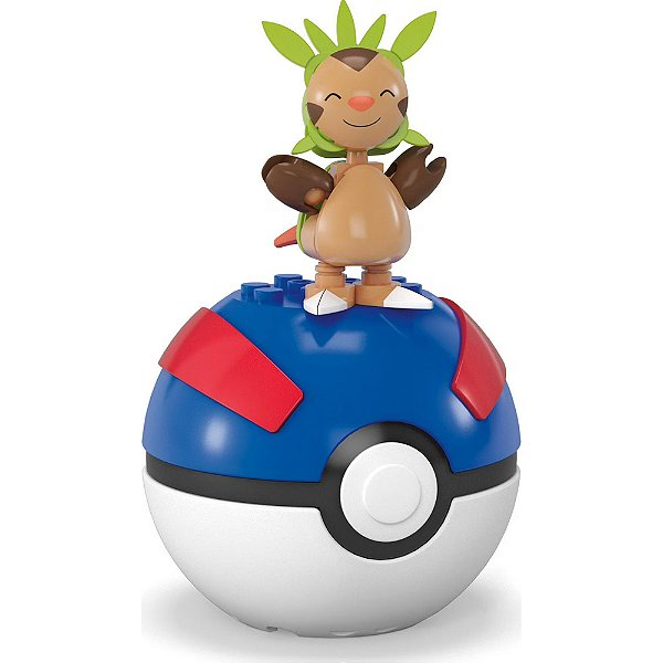 Chespin e Pokebola Grande Bola (Great Ball) - Mega Brands Pokémon (20 peças)