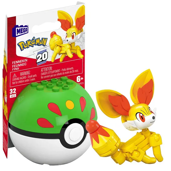Fennekin e Pokebola Bola Amiga (Friend Ball) - Mega Brands Pokémon (20 peças)