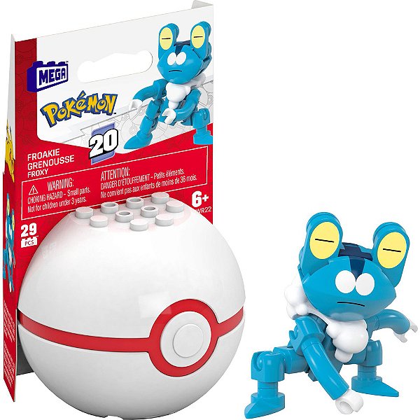 Froakie e Pokebola Bola Prêmio (Premier Ball) - Mega Brands Pokémon (20 peças)