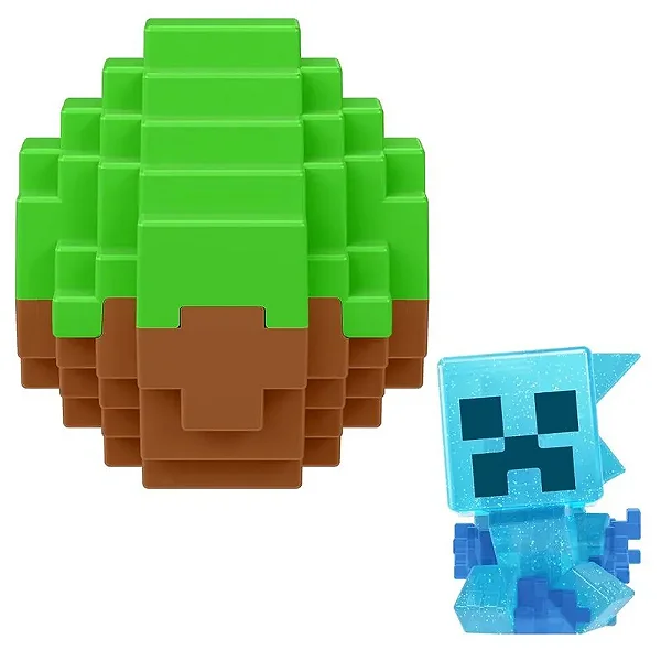 Creeper Azul - Mini Ovo Vanilla (Bloco de Grama) Minecraft